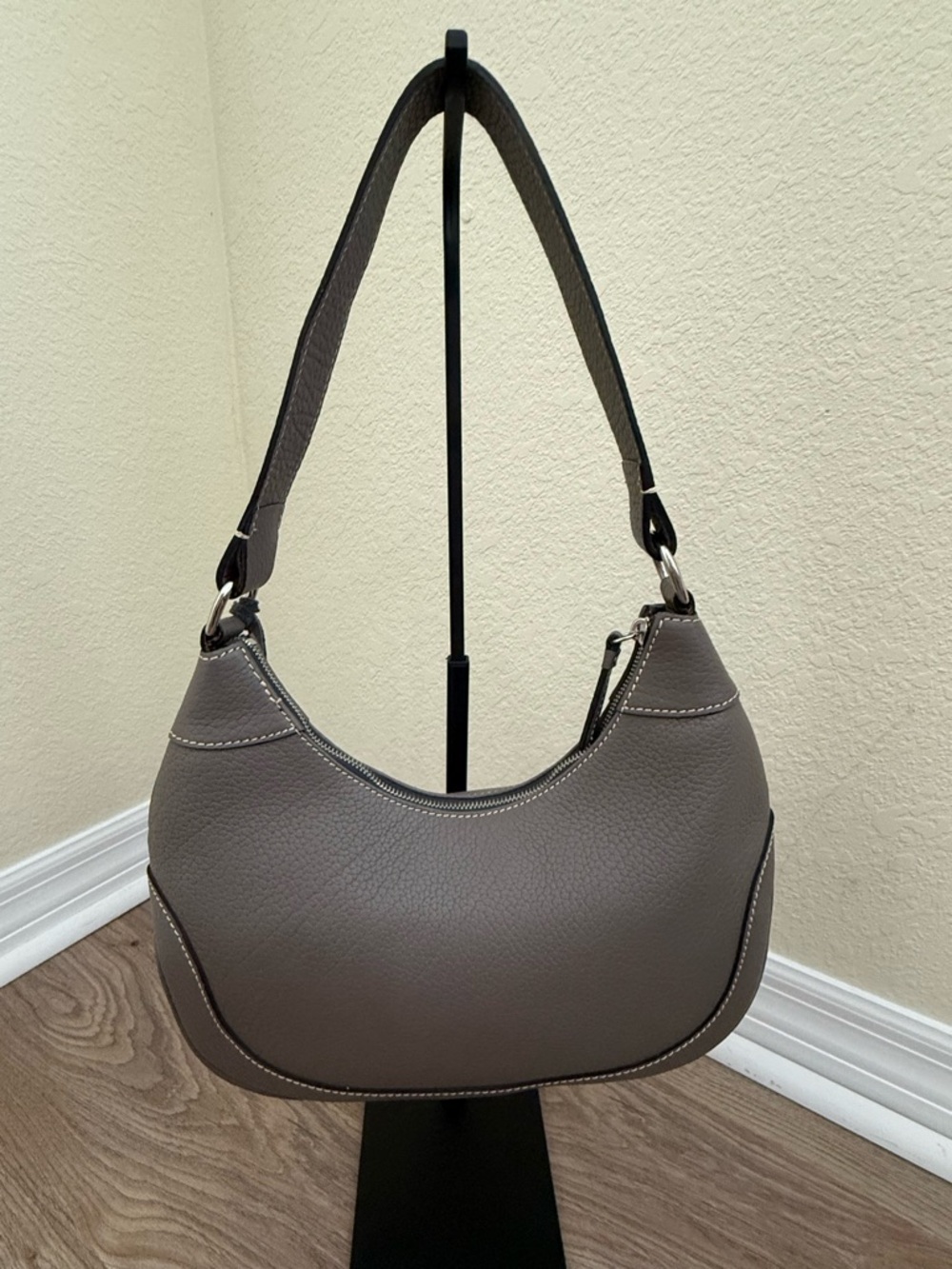 Dooney & Bourke Gray Pebble Leather Shoulder Hobo - Picture 2 of 11